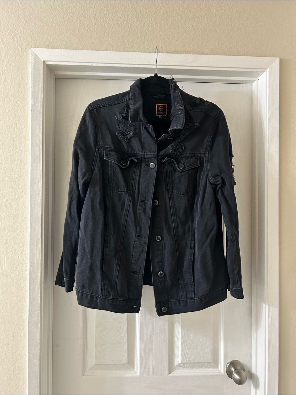 Boom Boom Jeans Black Distressed Denim Jacket